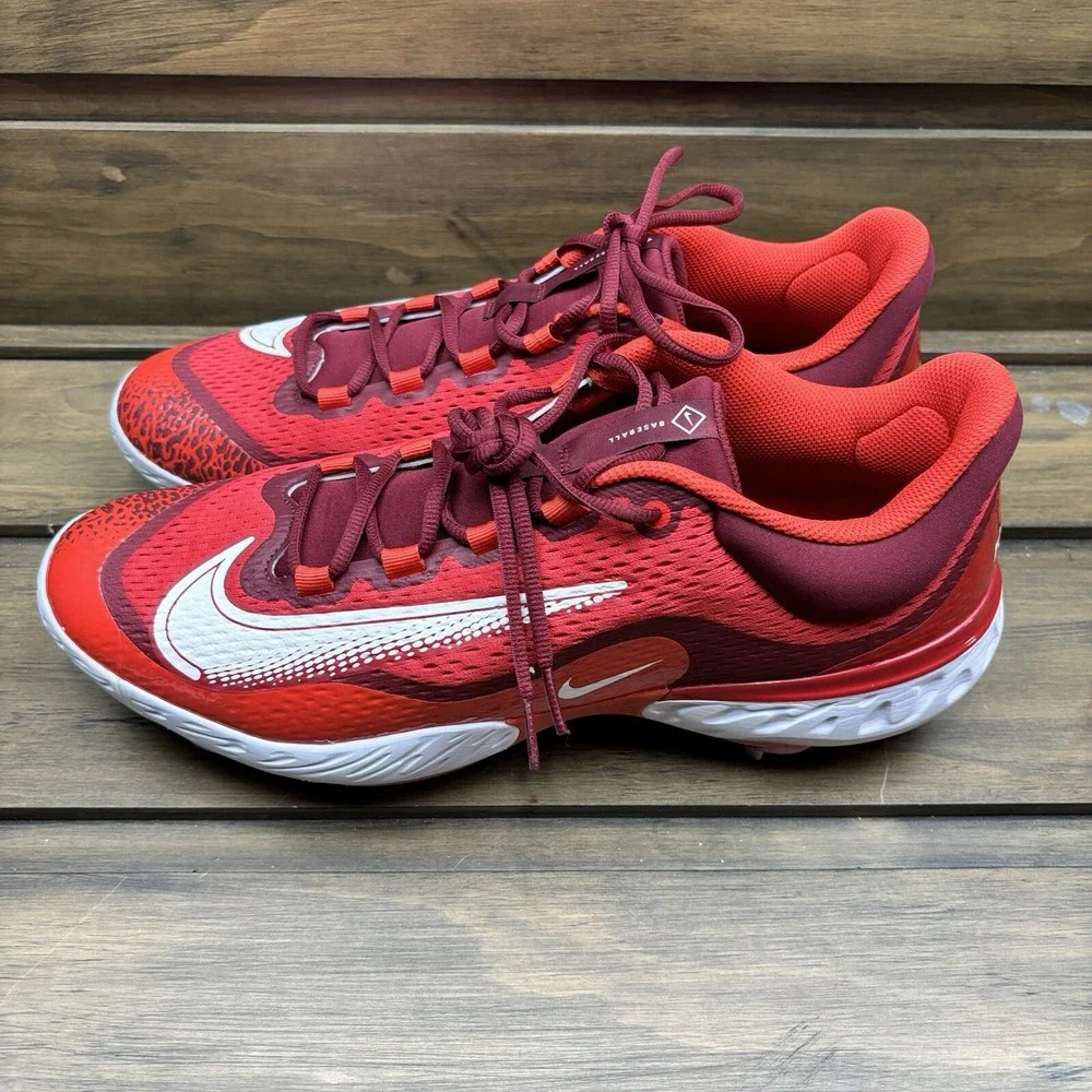 New Nike Alpha Huarache Elite 4 Low Red Baseball Cleats DJ6521-616 Men's Size 15